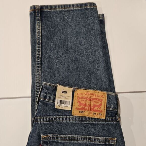 Levi's 505 Regular/ Size 30X32 Stretch/Straight Leg/ Blue/ New - Picture 3 of 7